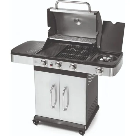 Barbecue a Gas Indianapolis 4 Ompagrill 3 Bruciatori Fornello Laterale Ruote