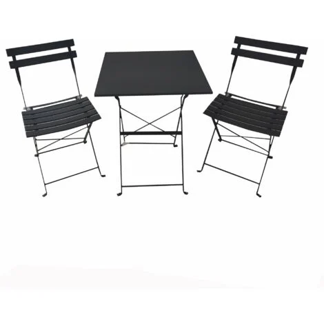 Set pieghevole in ferro2 sedie + 1 tavolo quadrato