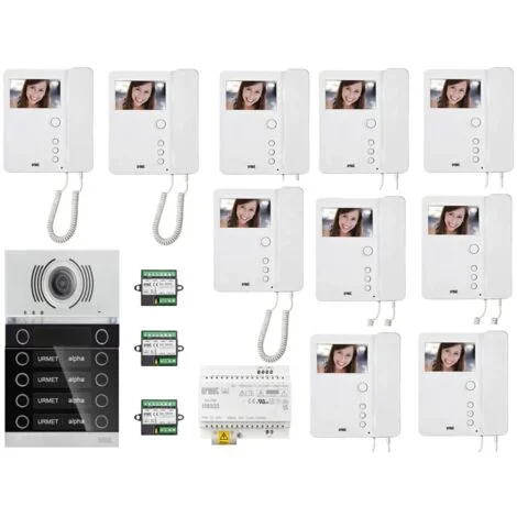 KIT VIDEOCITOFONO URMET ALPHA 10 FAMIGLIE KIT VIDEOCITOFONO 10 MONITOR 10 PULSANTI