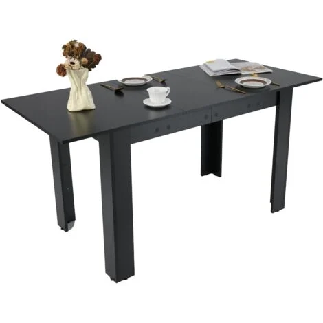 COSTWAY Tavolo Allungabile da Pranzo per 4-6 Persone, Tavolo Consolle Estensibile, Tavolo Moderno da Cucina, Soggiorno e Sala da Pranzo, 158 x 70 x 76 cm, Nero