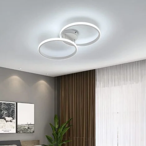 GOECO Plafoniera LED, Plafoniera Moderna 42W, Doppio Anello Acrilico Bianco per Camera da Letto, Soggiorno, Ufficio, 6000K 3360 Lumen