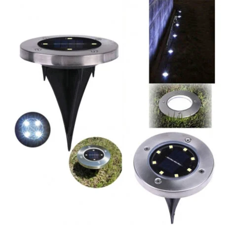 TrAdE Shop Traesio - Picchetto Segnapasso Bianco Freddo Pannello Solare Led Waterproof Illuminazione -