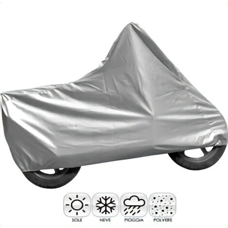 TrAdE Shop Traesio - Telo Coprimoto Scooter Grigio 205x105x125 Xl Cover Copri Moto Anti Pioggia Neve -