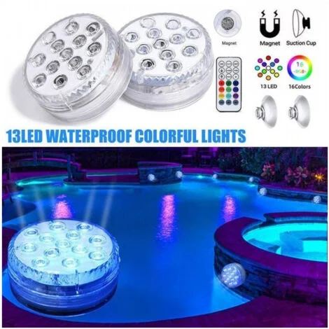 TrAdE Shop Traesio - Faretto Led Ad Immersione Per Piscine 13led Rgb Multicolore Con Telecomando Ip68 -