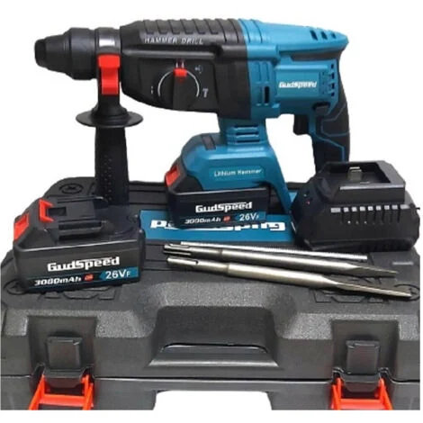 TrAdE Shop Traesio - Tassellatore A Batteria 2 Batterie Martello Demolitore Percussione Trapano Sds -