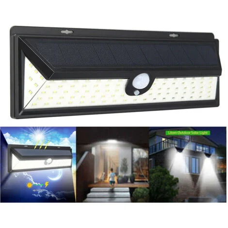 TrAdE Shop Traesio - Faro 190 Led Con Pannello Solare E Sensore Di Movimento Faretto Crepuscolare 30w -