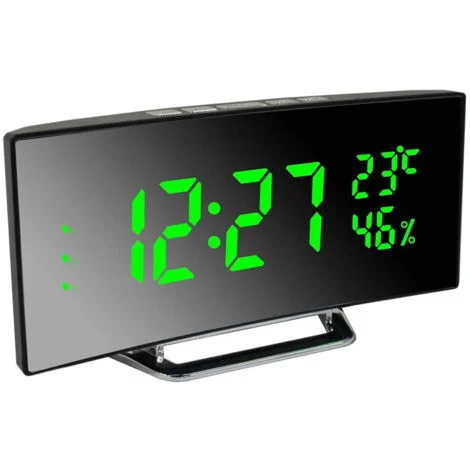 TrAdE Shop Traesio - Orologio Sveglia Digitale Con Datario Termometro Display A Specchio Da Tavolo -