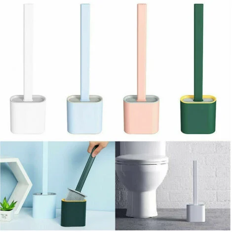 TrAdE Shop Traesio - Scopino Per Wc Bagno Spazzola Per Pulizia In Silicone Con Portascopino Da Muro -