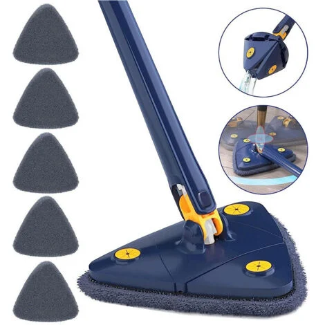 TrAdE Shop Traesio - Mocio Triangolare Regolabile Girevole Telescopico Pulizia Pareti Soffitti Finestre -