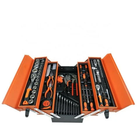 TrAdE Shop Traesio - Cassetta Attrezzi Completa Di 85 Utensili A 5 Scomparti Chiavi Cricchetti Pinze -