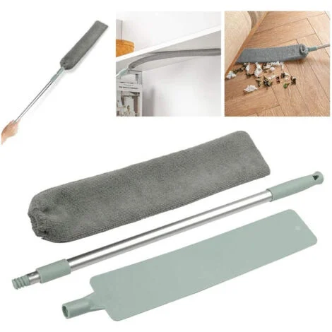 TrAdE Shop Traesio - Cattura Polvere Spolverino Sottile Con Manico Telescopico Panno Mop Pieghevole -