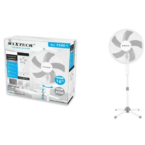TRADE SHOP - Ventilatore A Piantana 130cm 3 Velocità 45 W 16" Funzione Di Oscillazione Fs40-1 -