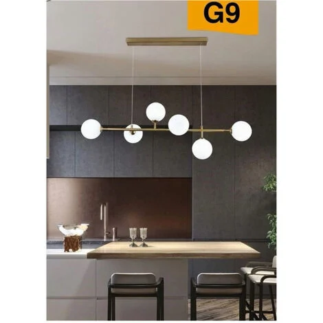 TrAdE Shop Traesio - Lampadario Da Soffitto Moderno A Sospensione Con 6 Sfere Attacco Lampadine G9 B88 -
