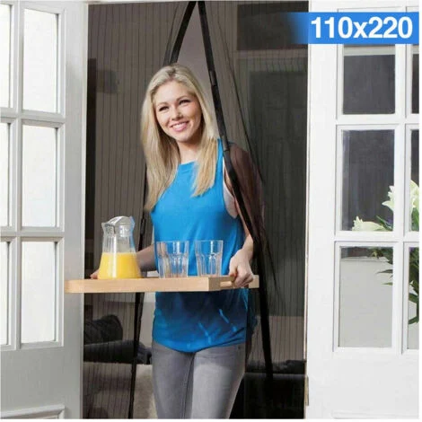 TrAdE Shop Traesio - Tenda Zanzariera Magnetica Calamita Ermetica Porta Finestre Camper 110x220cm Nero -