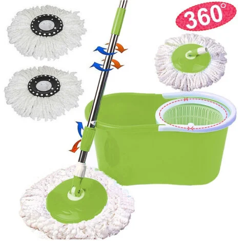 TrAdE Shop Traesio - Rotating Mop Roto Mop Mocio Rotante In Microfibra Con Secchio Strizzatore 360° -