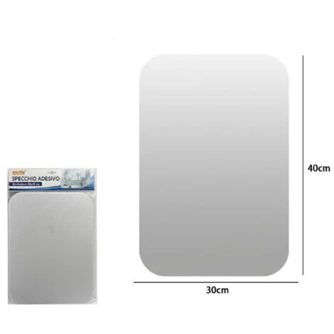 TrAdE Shop Traesio - Specchio Adesivo Forma Rettangolare Adesiva Murale Arredamento Casa 30x40cm -