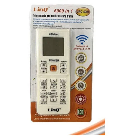 Linq - Telecomando Universale Compatibile Per Condizionatori D'aria 6000 In 1 Urc-5908 -