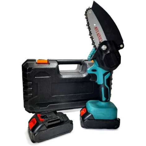 TrAdE Shop Traesio - Mini Elettrosega A Doppia Batteria Motosega Elettrica Tagliarami 6'' Valigia Lld -