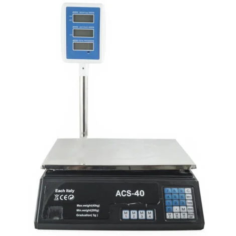 TrAdE Shop Traesio - Bilancia Digitale Elettronica 40 Kg Display Lcd Elettronico Fronte Retro Pesa -
