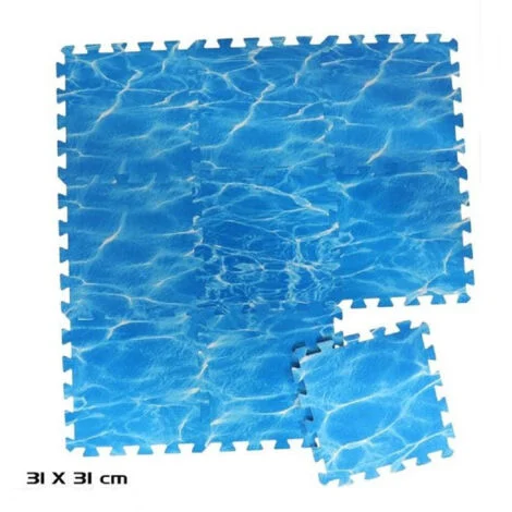 TrAdE Shop Traesio - Set 9 Pz Piastrella Design Acqua 31x31x1cm Puzzle Eva Piscina Protezione 980197 -