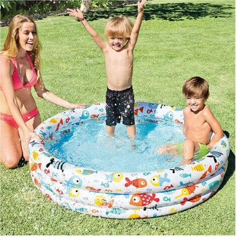 TrAdE Shop Traesio - Piscina Gonfiabile 3 Anelli ø132xh.28 Cm Con Animali Marini Estate Bambini 59431 -