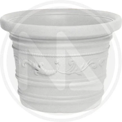 VASO TONDO FESTONATO IN RESINA COLORE BIANCO DOPPIO BORDO DIAMETRO CM. 70