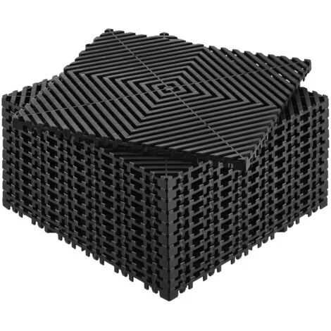 Mophorn Tappetini di drenaggio ad incastro 12" x 12", 12 pezzi di piastrelle modulari antiscivolo, tappetino per pavimento e doccia in PP, nero