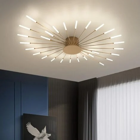 COMELY® Moderna plafoniera a LED 28 teste oro lampada da soffitto a filo paralume in acrilico lampadari per cameretta bambini camera da letto soggiorno 4000K luce neutra forma di fiore [classe energet