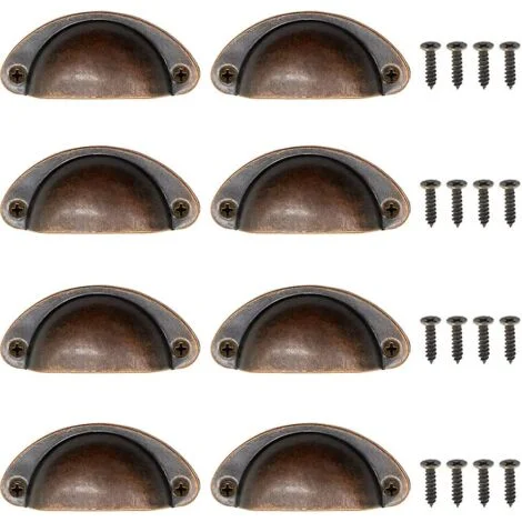 8 pezzi di maniglie vecchio stile, maniglie per mobili antichi, maniglie per cassetti semicircolari, mobili da cucina, armadi, porte