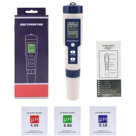 Livello di calibrazione automatica impermeabile: TP67 Penna di prova portatile multifunzionale ad alta precisione per salinità/temperatura/TDS/EC/PH cinque in uno Rilevatore di qualità dell'acqua PH
