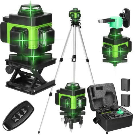 Livello laser multifunzione 4D a 16 linee, livellatore automatico da 3°, strumento di livellamento con batteria al litio ricaricabile tramite USB con treppiede di estensione in lega regolabile da 1,2