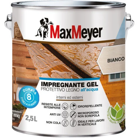 MaxMeyer Impregnante Gel Protettivo Legno All'acqua, Bianco, 2.5L