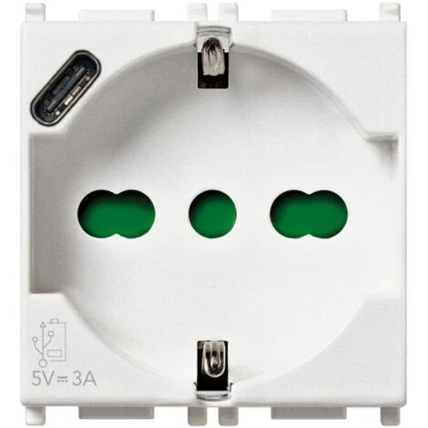 Presa Schuko Vimar plana con USB bianco 14210.USB