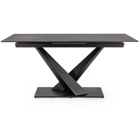 BIZZOTTO Tavolo Allungabile Johannes Nero Con Piano In Gres Effetto Marmo