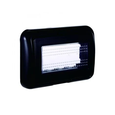 ETTROIT Placca con coperchio 4P IP55 custodia idrobox compatibile Bticino Living colore nero-LN2704