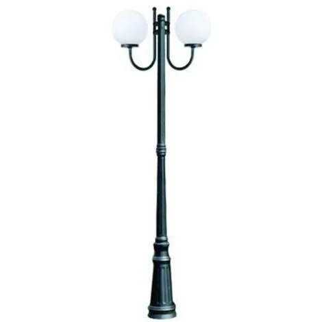 LAMPIONE 2 LUCI SU PALO MODELLO SFERA 2x100w IP44 cm.230h.colore nero FER 234504