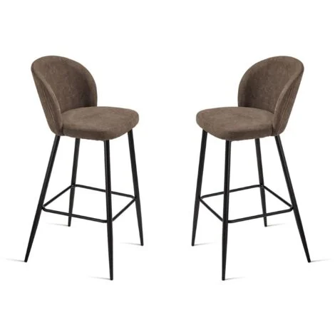 Sgabello in tesssuto Marrone con struttura in metallo MEGGIE 2 pezzi