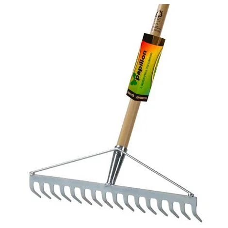 RASTRELLO ZINCATO 16 DENTI 440 mm con MANICO da 145 cm PAPILLON Made in Italy