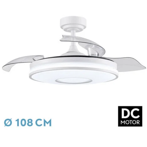 FABRILAMP TODOLAMPARA - VENTILATORE DE PLAFONIERA LED DC DANI BLANCO PALE PIEGHEVOLI 108D 6 VELOCITÀ TELECOMANDO+TIMER+MEMORIA