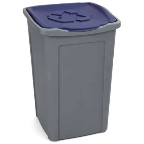 Bidone contenitore pattumiera plastica raccolta differenziata rifiuti grigio blu 50 lt 539du