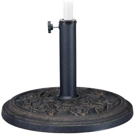 Relaxdays Base per Ombrellone, per Aste con D: 35 mm, 38mm, 48 mm, Adattatori Precisi, Antivento, Stabile, Nero