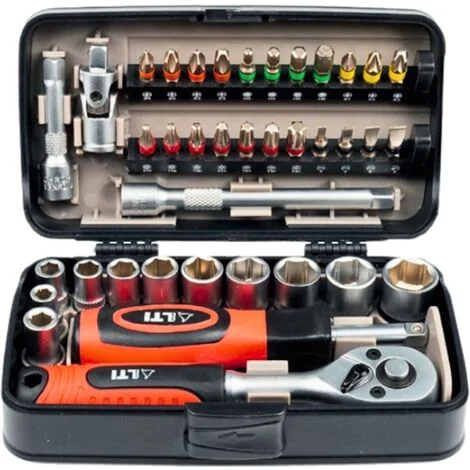 Krino 66012010 Set inserti e bussole 38 pezzi con cricchetto 1/4"