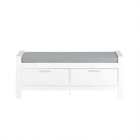 SoBuy Cassapanca Bianca Contenitore Panca camere da Letto Seduta con Cuscino 2 cassetti con Guide Bianco L100P40A40cm FSR74-W