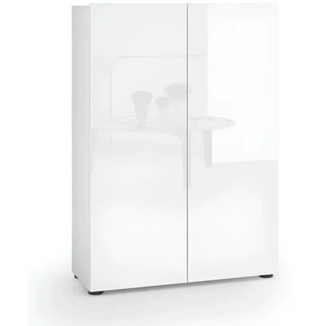 Scarpiera 2 Ante 80x34x114h cm bianco lucido per ingresso