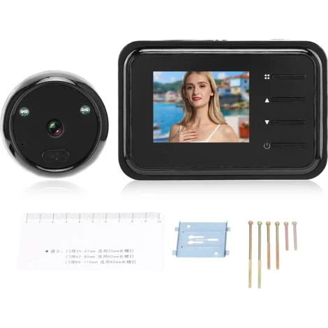 Videocitofono digitale wireless Ej.Life, telecamera spioncino con monitor LCD da 2,4 pollici, telecamera di sorveglianza elettronica a occhio di gatto, obiettivo HD grandangolare da 90°, visione nottu
