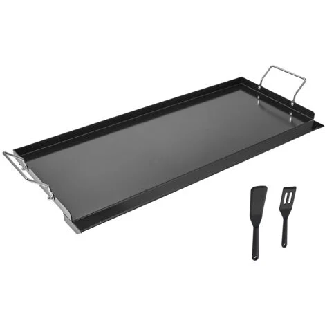 Mophorn Piastra in acciaio al carbonio, piastra rettangolare universale 812x310 mm, adatta per fornelli a gas, pentole portatili per uso domestico con manico, ideale per campeggio