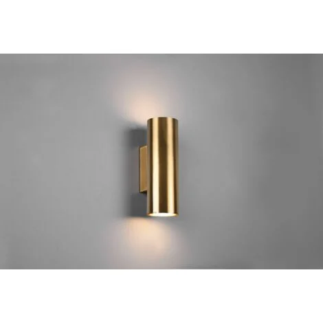 MARLEY APPLIQUE CILINDRO METALLO OTTONE ANTICATO BI-EMISSIONE H. 18CM 2 LUCI ATTACCO GU10