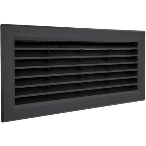 La Ventilazione P31R13N Griglia di Ventilazione rettangolare in Plastica nero da incasso con rete antinsetti. Dimensioni 315x136 mm