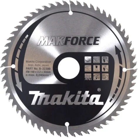 Makita Accessori - Lama da sega circolare per legno 190x30 mm, 60 denti B-32390
