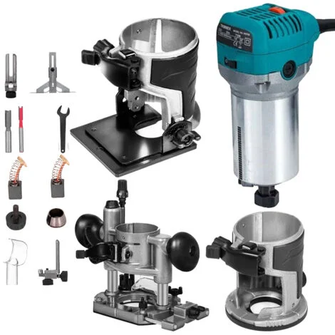 VEVOR Rifilatore Elettrico 710W Fresatrice Compatta Rifilatore per Legno 10000-30000RPM Rifilatrice per Legno Multifunzione con Base Affondamento e Base Inclinata